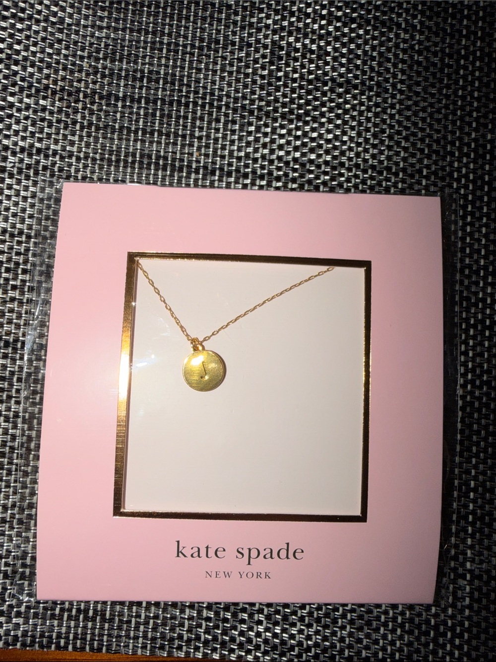 kate spade Gold Disc Pendant Necklace with Pink Packaging